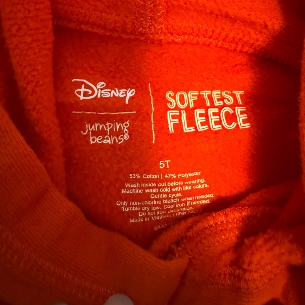 Disney Kids Hoodie in Bright Orange with Mickey Design - Picture 3 of 4